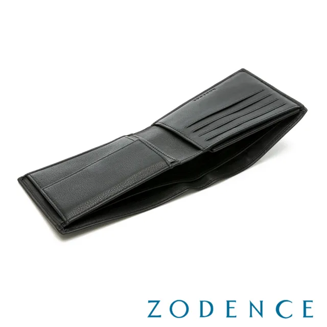【ZODENCE 佐登司】SLEEK進口牛皮零錢袋7卡短夾(黑)