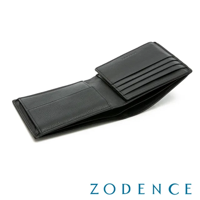 【ZODENCE 佐登司】SLEEK進口牛皮零錢袋11卡短夾(黑)