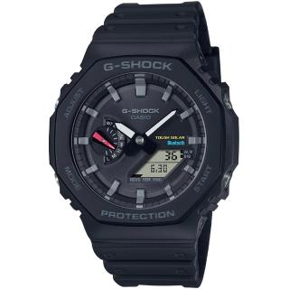 【CASIO 卡西歐】G-SHOCK 藍牙 太陽能 八角防護構造雙顯手錶 禮物 雙11(GA-B2100-1A)