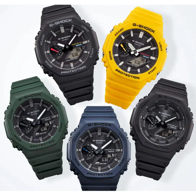 【CASIO 卡西歐】G-SHOCK 藍牙 太陽能 八角防護構造雙顯手錶 禮物 開學(GA-B2100-1A)