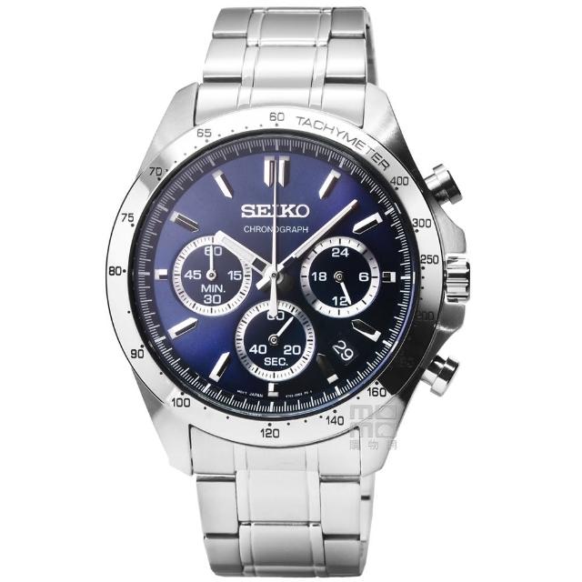 【SEIKO 精工】SEIKO精工 DAYTONA 三眼計時鋼帶錶-深邃藍(SBTR011)