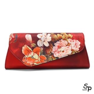 【Sp house】古典中國風精緻繡花翻蓋側肩斜背女用包手拿包晚宴包(2色可選)
