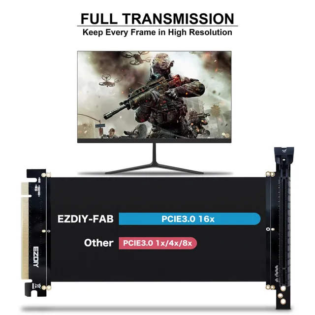 【EZDIY-FAB】PCIe3.0 16x VGA 顯示卡延長排線 適用FD R6機箱 20cm 90度(顯卡延長排線)
