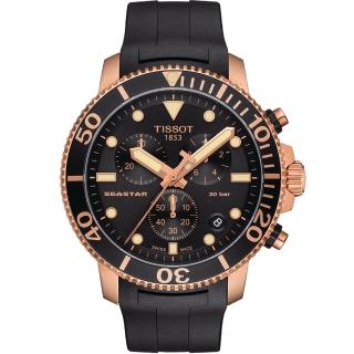 【TISSOT 天梭 官方授權】Seastar 海星300米潛水石英錶 手錶(T1204173705100)