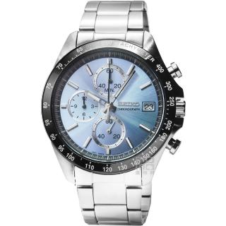【SEIKO 精工】精工三眼計時鋼帶錶-寶石藍(SBTR029)