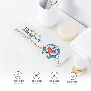【收納王妃】Doraemon 哆啦A夢  水果系列 硬式珪藻土 洗漱墊 杯墊 牙刷架 瀝水 吸水(尺寸:24X8X0.9CM)