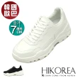 【HIKOREA】正韓製。黑白純色老爹厚底7CM比例休閒綁帶男鞋(73-0470-二色/現+預)