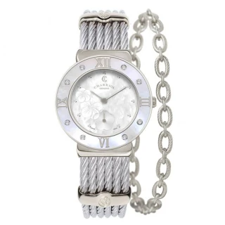 【CHARRIOL 夏利豪】ST-TROPEZ 經典鋼鎖珍珠貝母鍊腕錶x銀x30mm(ST30SD 560 055)