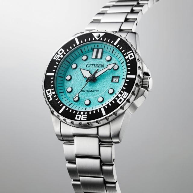 【CITIZEN 星辰】Mechanical馬卡龍撞色機械錶-藍x銀/43mm 母親節限定(NJ0170-83X)
