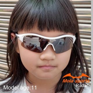 【MOLA】摩拉兒童運動太陽眼鏡 品牌 8-14歲 男女 UV400 白框 茶片 小朋友 安全鏡片 Radar-wb