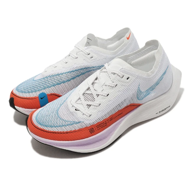 【NIKE 耐吉】競速跑鞋 Wmns ZoomX Vaporfly Next% 2 女鞋 白 橘 藍 回彈 碳板 運動(CU4123-102)