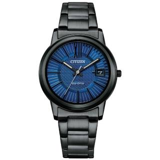 【CITIZEN 星辰】質感簡約光動能女錶-藍x黑/33.3mm(FE6017-85L)