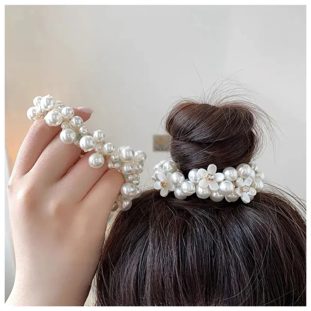 【HaNA 梨花】韓國花卉奢華時光．珍珠立體纏繞髮圈