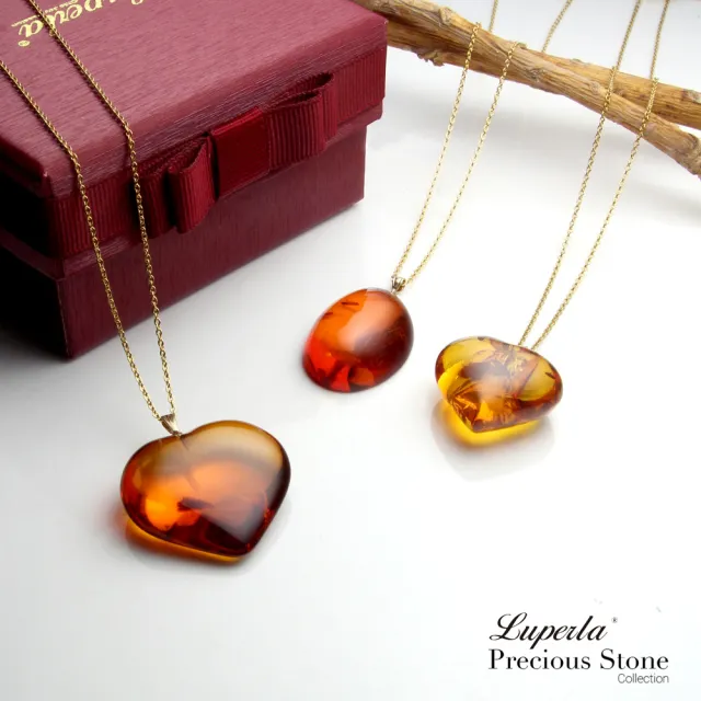 大東山珠寶】波羅地海天然琥珀蜜蠟優雅愛心25mm 14K金墜(琥珀蜜蠟極品