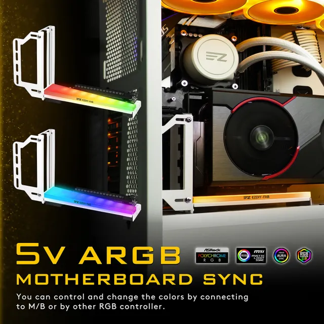 【EZDIY-FAB】新ARGB LED垂直顯卡支架 顯卡VGA支撐架套件-附20CM PCIE 3.0排線(3.0直立式顯卡支架)