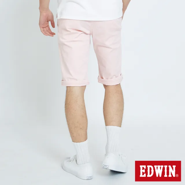 【EDWIN】男裝 基本斜袋休閒短褲(粉紅色)