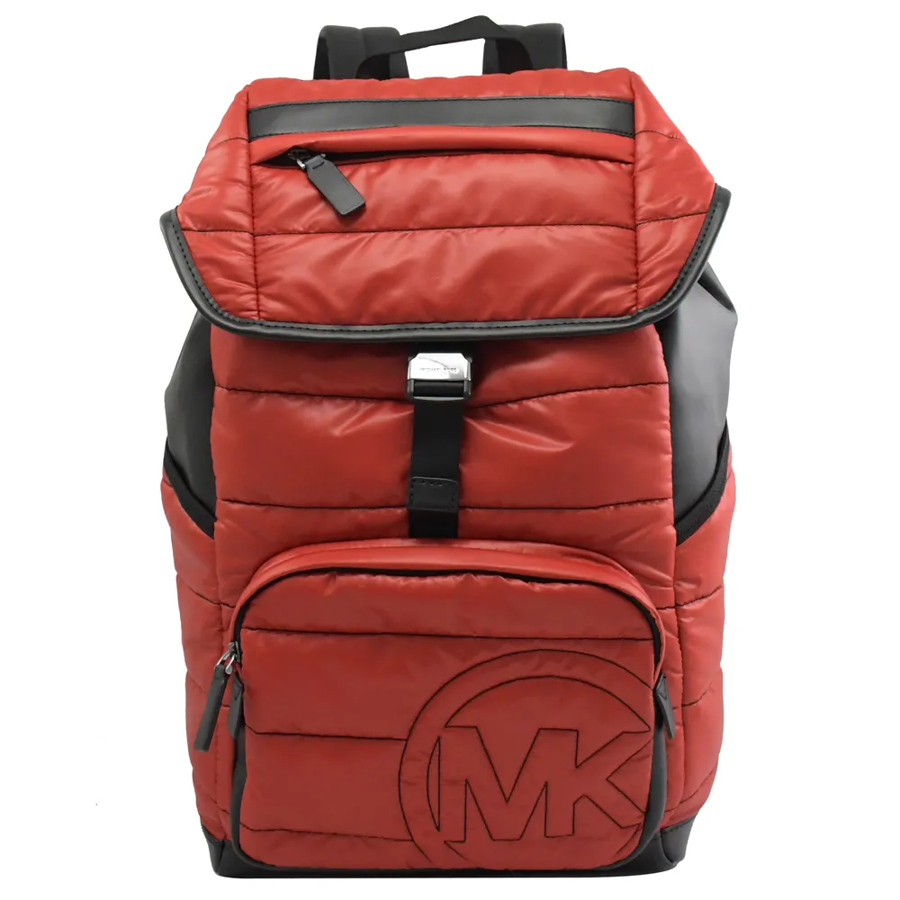【Michael Kors】圓形MKLOGO空氣尼龍手提商務包旅用包後背包(紅)