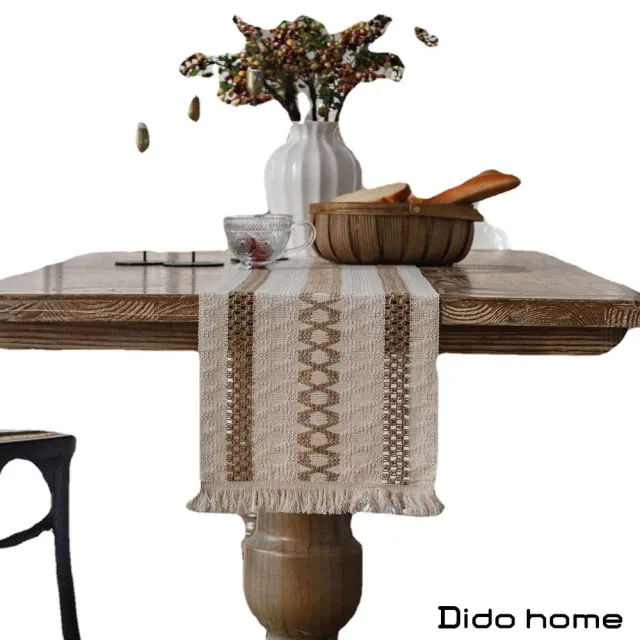 【Dido home】北歐風格 棉麻編織長桌巾桌旗 裝飾桌布-交錯(HM164)
