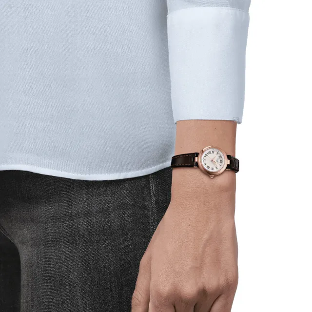 【TISSOT 天梭】Bellissima 浪漫邂逅羅馬時尚腕錶  女錶 情人節 禮物(T1260103601300/皮帶錶 )