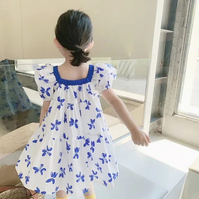 【橘魔法】藍紫蝴蝶滿印棉紗洋裝 (連身裙 連衣裙 短袖洋裝 女童 兒童 童裝)
