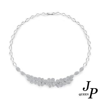 【Jpqueen】高雅花朵盛開閃亮鋯石項鍊(白金色)