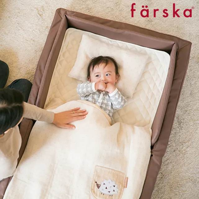 【Farska】透氣好眠可攜式床墊9件組FIT-L-有機棉(改變環境寶寶也能安心熟睡)