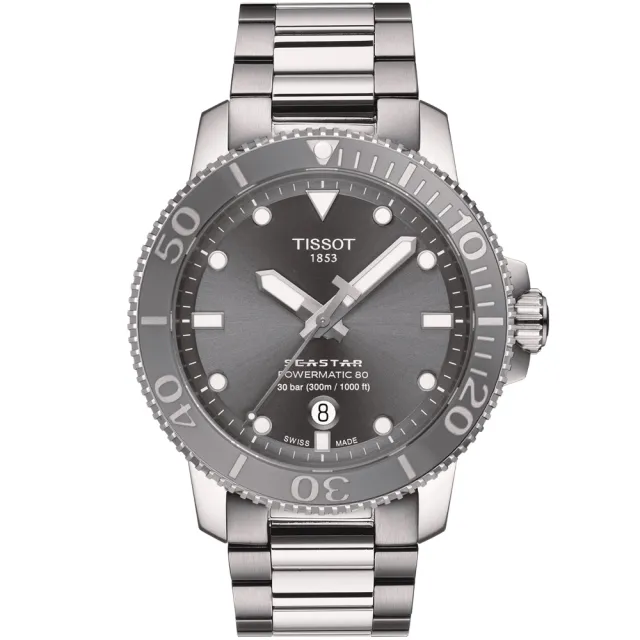 【TISSOT 天梭 官方授權】Seastar 海星陶瓷表圈300米潛水機械錶 手錶 職場新鮮人 禮物(T1204071108101)