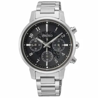【SEIKO 精工】LUKIA 廣告款女神魅力太陽能三眼計時女錶-黑x銀/36.2mm 雙12限定(SSC905J1/V175-0FC0D)