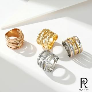 【RJ New York】歐美編織交錯縷空中性寬版戒指(4色可選)