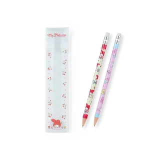 【SANRIO 三麗鷗】復古鉛筆造型原子筆 美樂蒂 草莓 兩入組(文具雜貨)