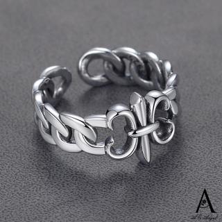 【ANGEL】復古泰銀纏綿鏤空開口彈性戒指(銀色)