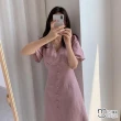 【Mini 嚴選】現貨 日系Ｖ領優雅排扣連身裙(兩色)