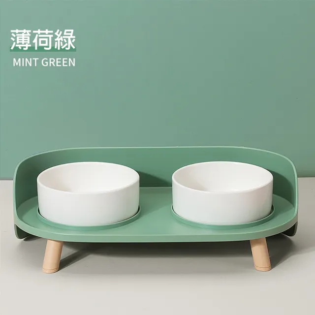 【bebehome】寵物陶瓷雙碗組合(防打翻陶瓷貓碗狗碗/高腳碗架)