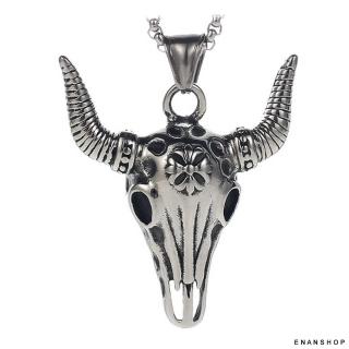 【ENANSHOP 惡南宅急店】618 鈦鋼牛頭項鍊 送禮盒 龐克項鍊 鈦鋼項鍊 不生鏽 抗過敏 可戴著洗澡-756