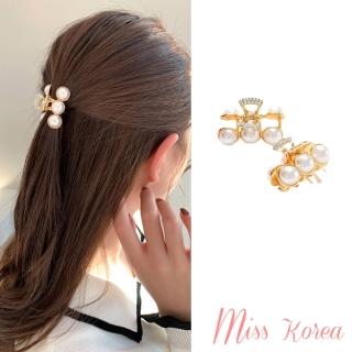 【MISS KOREA】閃耀美鑽浪漫珍珠造型抓夾 髮夾(美鑽髮夾 珍珠髮夾)