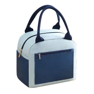 【E.City】手提輕巧拼色方糖款保溫便當包(購物 收納)