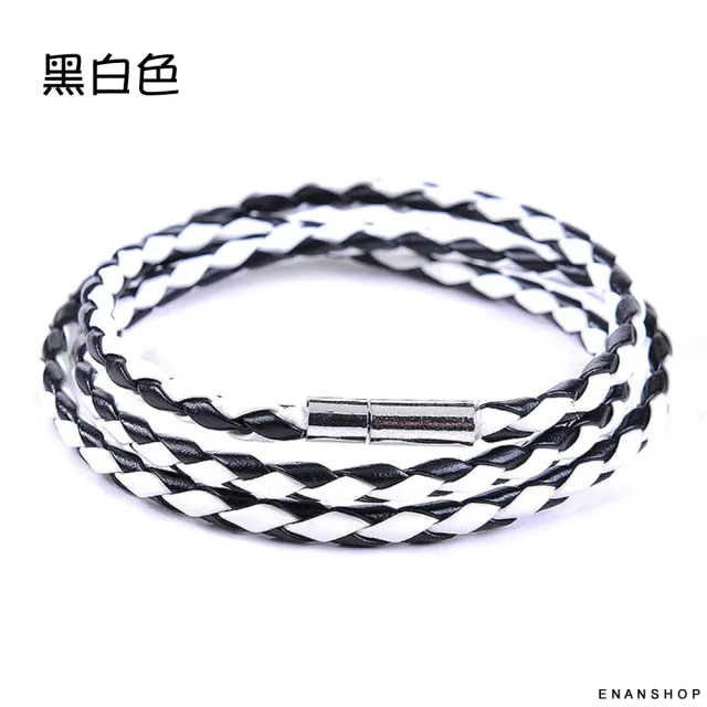 【ENANSHOP 惡南宅急店】多層編織麻花手環2入組 韓國龐克手環 情侶手環 情侶手鍊-0358B