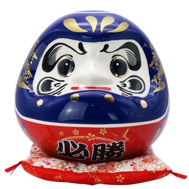 【金石工坊】必勝達摩-藍(高23.5CM/招財擺飾/陶瓷/不倒翁/存錢筒/聚寶盆)