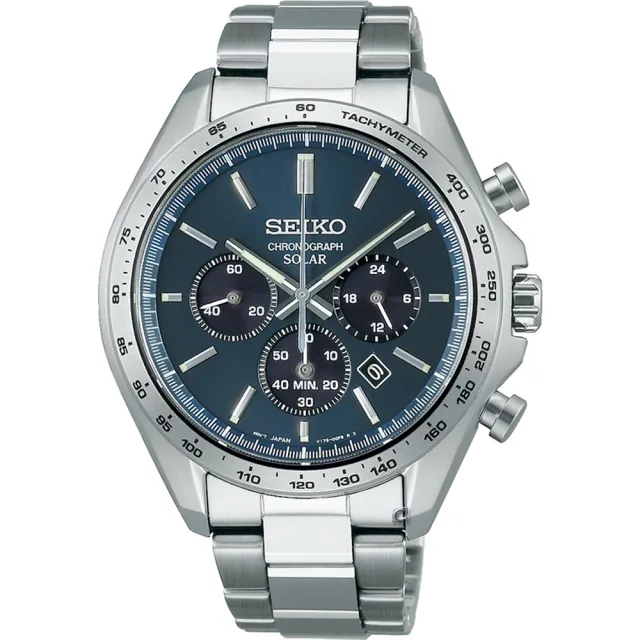 【SEIKO 精工】CS 潮黑計時太陽能腕錶(V175-0FA0B/SBPY163J) 七夕 送禮自用