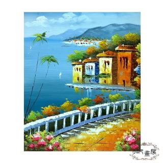 【御畫房】美麗小鎮 手繪抽象油畫50x60cm無框掛畫(5060-202)