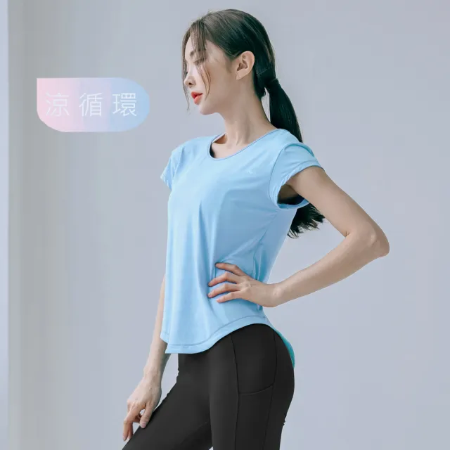 【BODYAIR】出清-冰感輕盈點布綁腰罩衫上衣(瑜珈.慢跑.運動.健身.透氣.舞蹈.運動服)