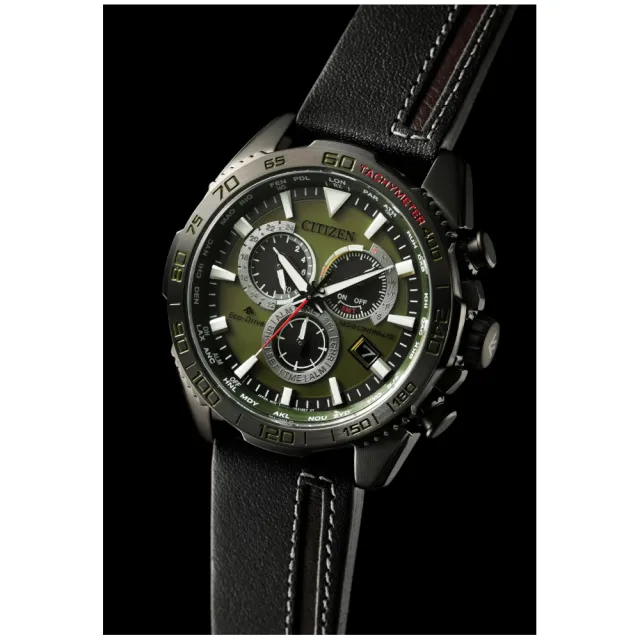 【CITIZEN 星辰】PROSMASTER 重機三眼計時電波光動能男錶/44.6mm(CB5037-17X)