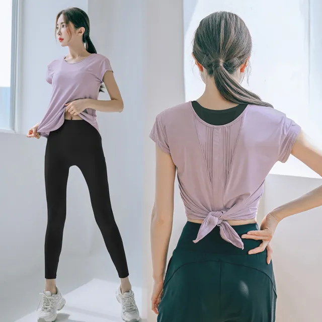 【BODYAIR】任2入 冰感輕盈點布綁腰罩衫上衣(瑜珈.慢跑.運動.健身.透氣.舞蹈.運動服)