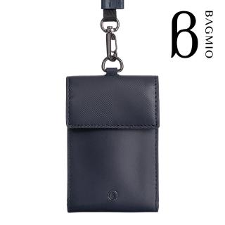【BAGMIO】牛皮名片證件套-附織帶(午夜藍)