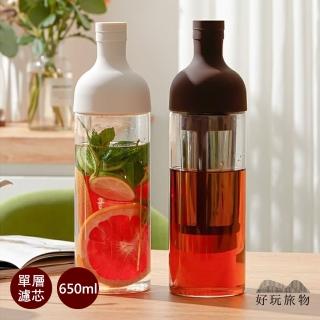 【好玩旅物】單層濾芯款 日系便攜式冷泡過濾玻璃冷淬咖啡壺(冰釀 冷泡壺 冷熱水壺 茶壺)