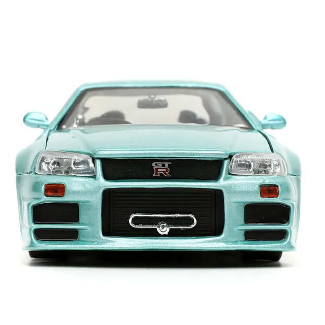 【JADA】玩命關頭 1:24合金車- 2002NissanSkylineGTRR34-MetallicBlueGreen