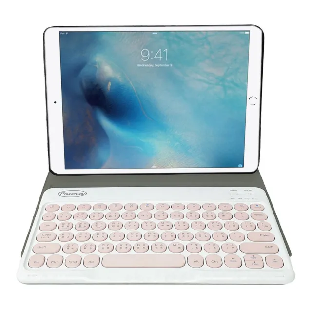 Powerway For iPad 9.7吋平板專用圓典型藍牙鍵盤/皮套(iPad6/iPad5/Pro9.7/Air2/Air)