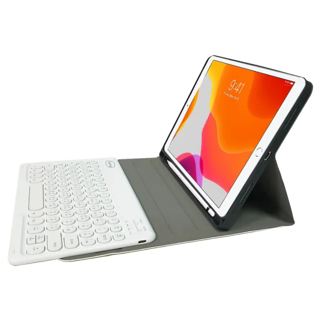 Powerway For iPad 9/8/7平板專用圓座型分離式藍牙鍵盤皮套組(10.2吋)