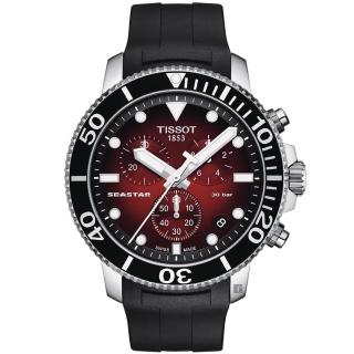 【TISSOT 天梭 官方授權】水鬼 Seastar 1000 海洋之星300米潛水石英計時手錶 520禮物 送禮(T1204171742100)