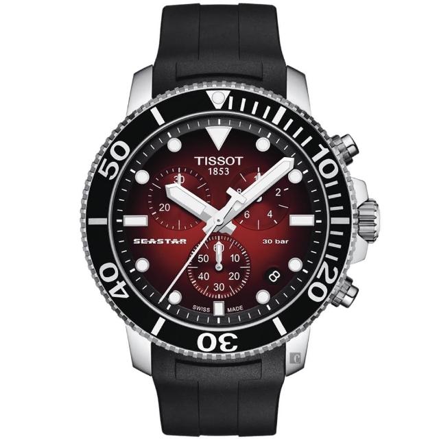 【TISSOT 天梭】官方授權 水鬼 Seastar 1000 海洋之星300米潛水石英計時手錶 情人節 禮物(T1204171742100)